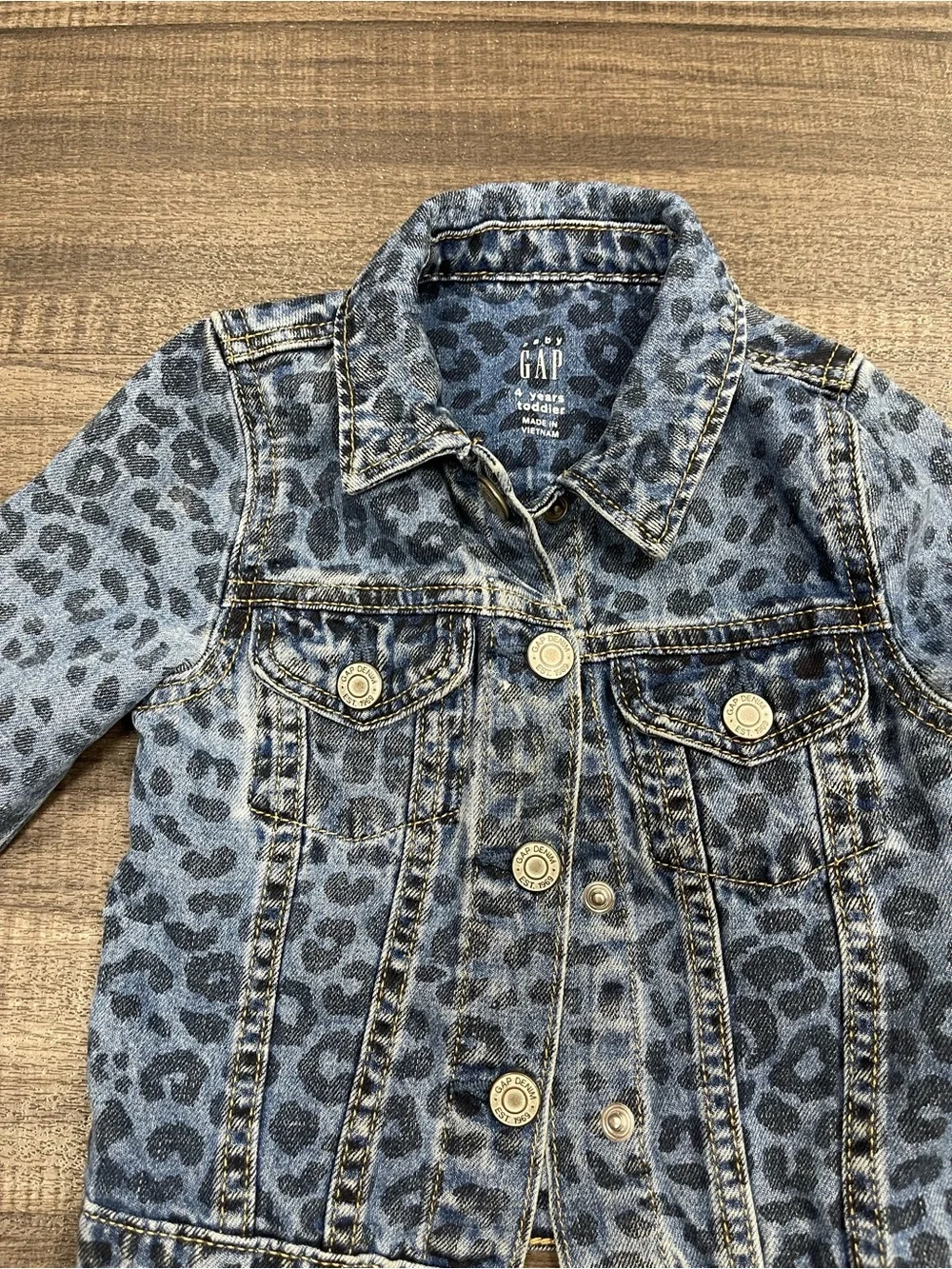 GAP Blue Leopard Print Denim Jacket for Kids